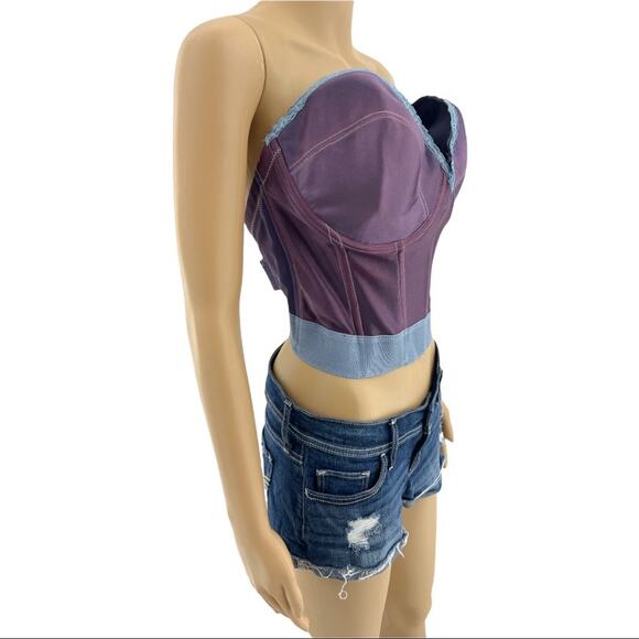 Marjorie 44D American VINTAGE 70s Violet Purple and Lilac Hand Dyed Bustier C - Picture 3 of 8